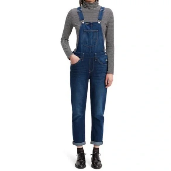 Levi's Dark Blue Denim Overalls with Striped Sweater - Picture 6 of 16